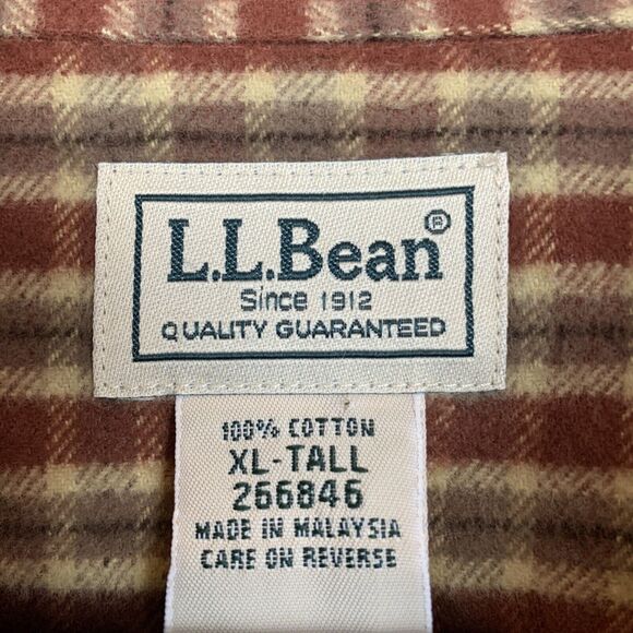LL Bean‎ Men Long Sleeve Multicolor Check Flannel Button Shirt XL X-Large TALL - Picture 5 of 7